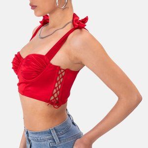 ✨NWT✨ (S/M) Red Satin crop top